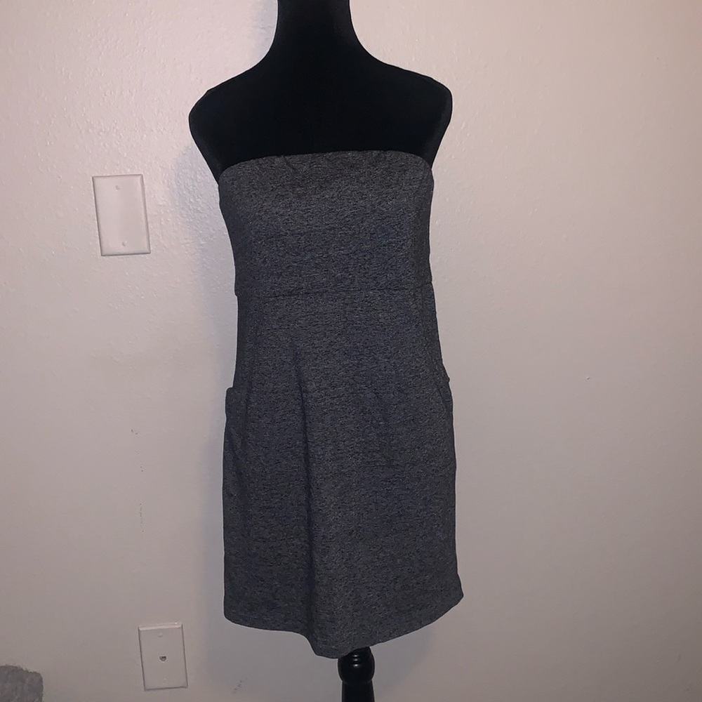 Grey Comfort Halter Dress with Pockets L